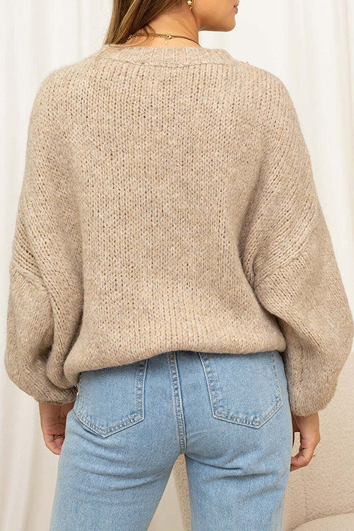 Rosiedress Drop Shoulder Lantern Long Sleeves Comfy Pullover Sweater