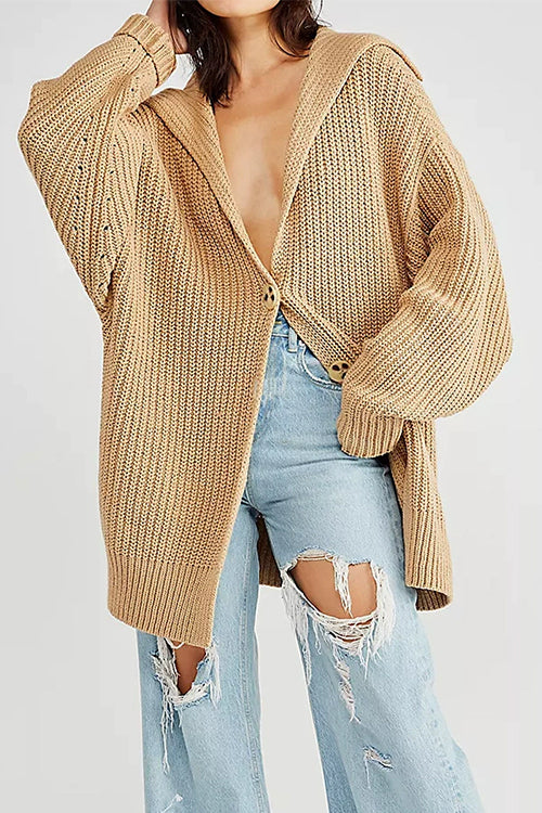 Rosiedress Collared Drop Shoulder Button Down Sweater Cardigan