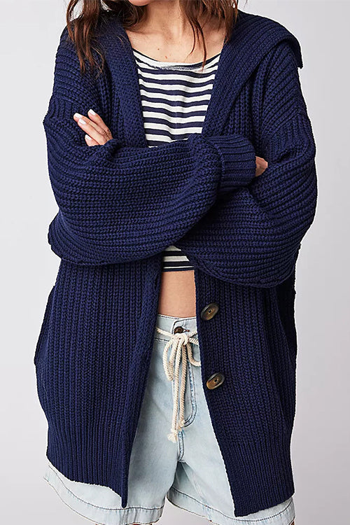 Rosiedress Collared Drop Shoulder Button Down Sweater Cardigan