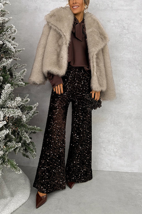 Rosiedress Collared Open Front Winter Faux Fur Coat
