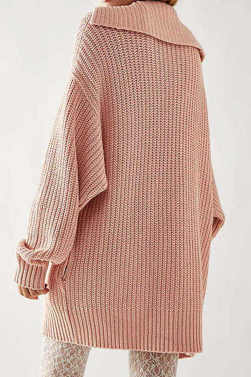 Rosiedress Collared Drop Shoulder Button Down Sweater Cardigan