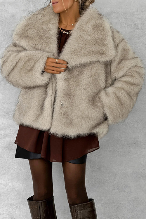 Rosiedress Collared Open Front Winter Faux Fur Coat